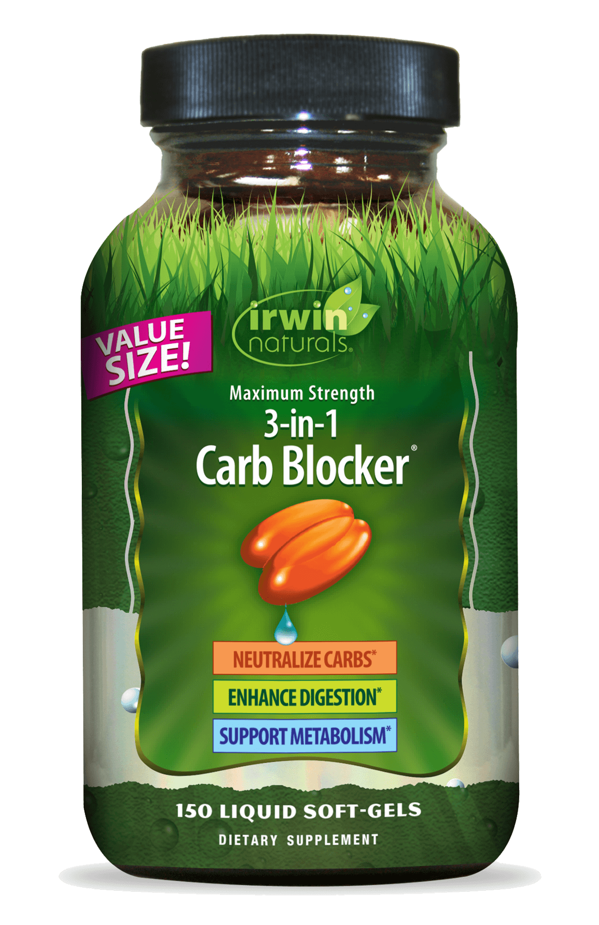 Value Size Maximum Strength 3 in 1 Carb Blocker by Irwin Naturals