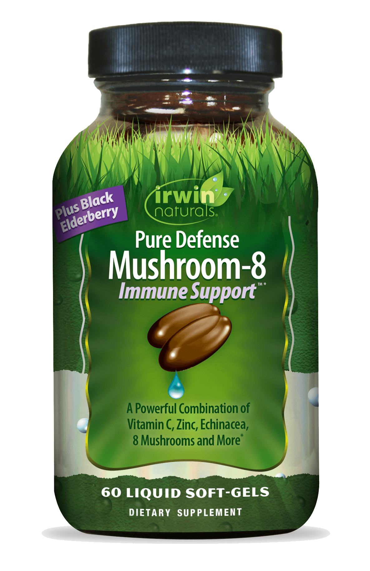 Pure Defense Mushroom-8 Immune Support Plus Black Elderberry by Irwin Naturals