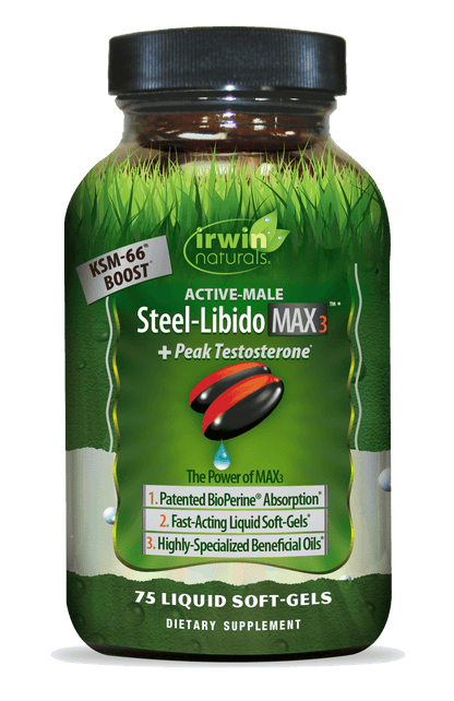 Active Male Steel Libido Max 3 Plus Peak Testosterone by Irwin Naturals